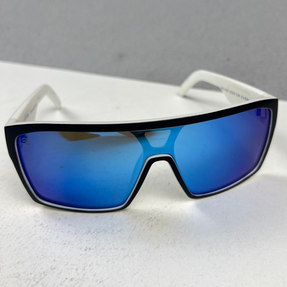 NEVEN Slater Sunglasses Polarized Black White Blue Mirror Shield Sporty Retro